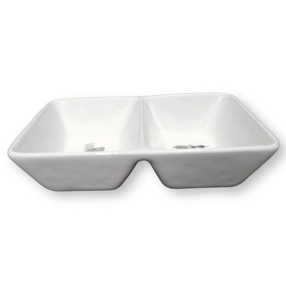 Rae Dunn 2017 OG Graphic Office Divided Two Compartment Dish Organizer White - Picture 3 of 8